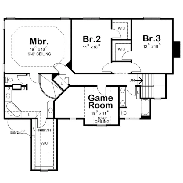 Arts & Crafts House Plan Second Floor - Palmer Ledge Country Home 026D-2058 - Shop House Plans and More