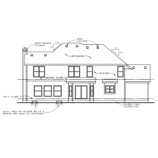 Arts & Crafts House Plan Rear Elevation - Palmer Ledge Country Home 026D-2058 - Shop House Plans and More