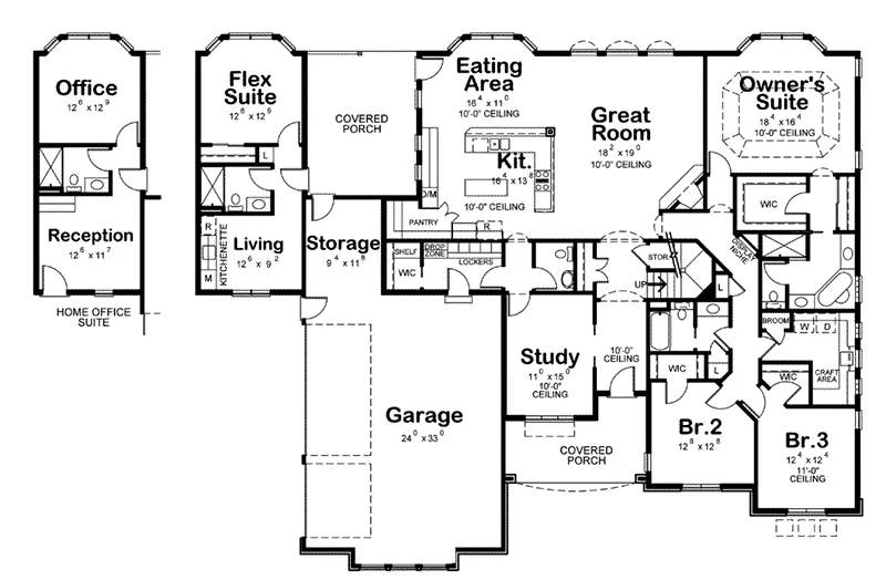 Southwestern House Plan First Floor - 026D-2060 - Shop House Plans and More