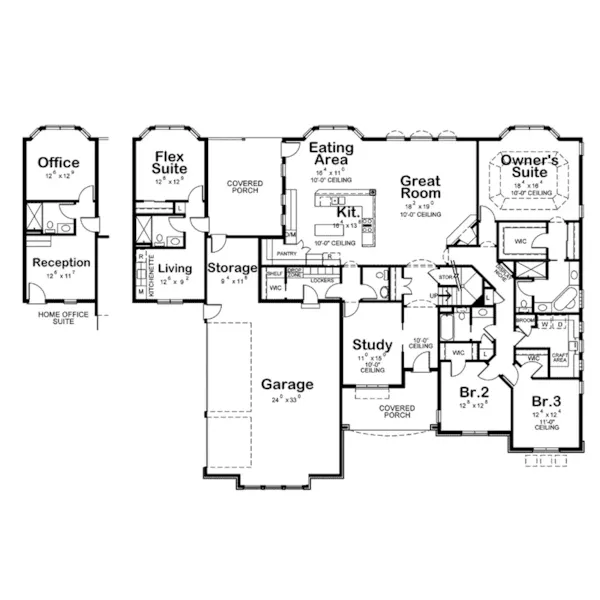 Southwestern House Plan First Floor - 026D-2060 - Shop House Plans and More