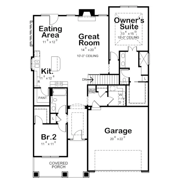 Rustic House Plan First Floor - Spoonbill Craftsman Home 026D-2064 - Shop House Plans and More