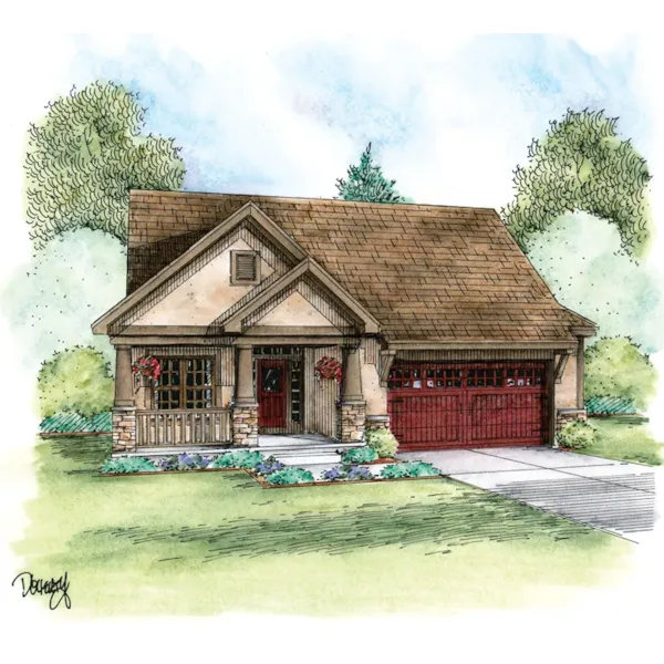 Rustic House Plan Front of Home - Spoonbill Craftsman Home 026D-2064 - Shop House Plans and More