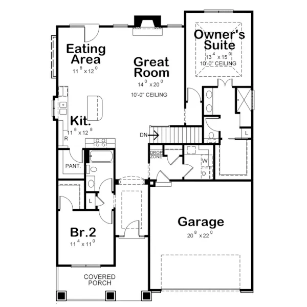 Country House Plan First Floor - Tree Haven Ranch Home 026D-2065 - Shop House Plans and More