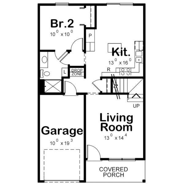 Traditional House Plan First Floor - Huntly Narrow Lot Home 026D-2067 - Shop House Plans and More