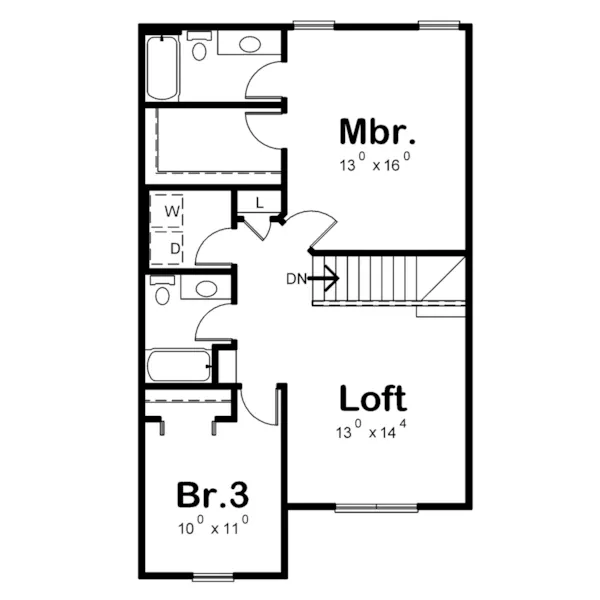 Traditional House Plan Second Floor - Huntly Narrow Lot Home 026D-2067 - Shop House Plans and More