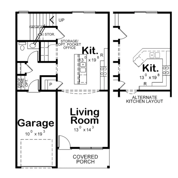 Traditional House Plan First Floor - Levi Lake Narrow Lot Home 026D-2068 - Shop House Plans and More