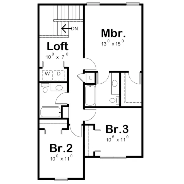 Traditional House Plan Second Floor - Levi Lake Narrow Lot Home 026D-2068 - Shop House Plans and More