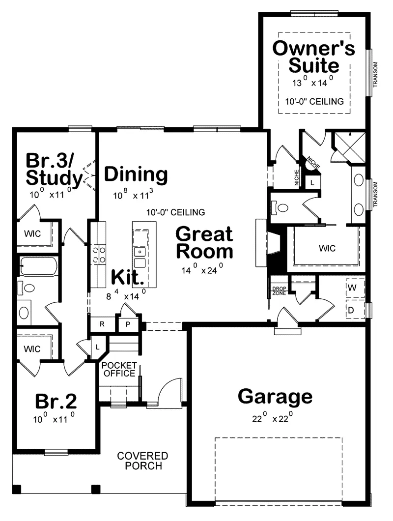 Beach & Coastal House Plan First Floor - Bay Haven Modern Farmhouse 026D-2072 - Shop House Plans and More