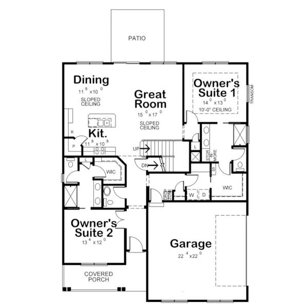 Modern Farmhouse Plan First Floor - Chisholm Bay Ranch Home 026D-2073 - Shop House Plans and More