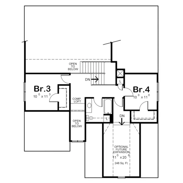 Modern Farmhouse Plan Second Floor - Chisholm Bay Ranch Home 026D-2073 - Shop House Plans and More