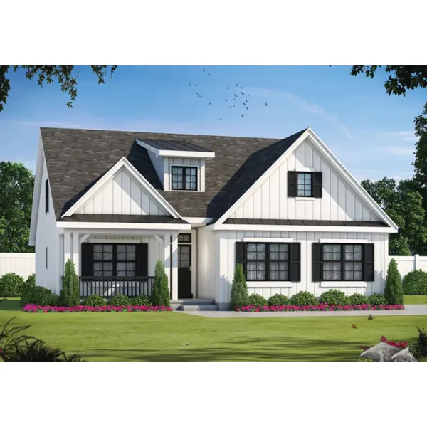 Modern Farmhouse Plan Front of Home - Chisholm Bay Ranch Home 026D-2073 - Shop House Plans and More