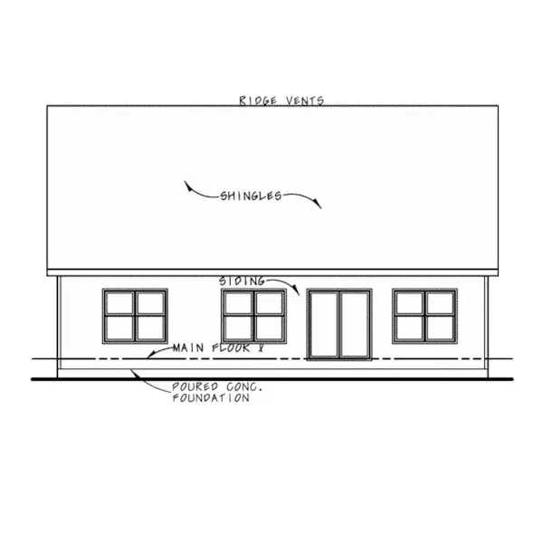 Modern Farmhouse Plan Rear Elevation - Chisholm Bay Ranch Home 026D-2073 - Shop House Plans and More