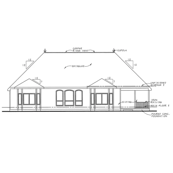 Luxury House Plan Rear Elevation - Lewis Bend Luxury Ranch Home 026D-2083 - Shop House Plans and More