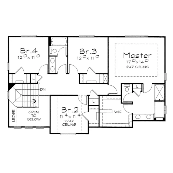 Arts & Crafts House Plan Second Floor - Denham Way Craftsman Home 026D-2084 - Shop House Plans and More