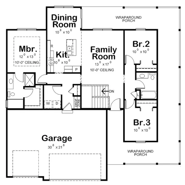 Rustic House Plan First Floor - Coon Rapids Ranch Home 026D-2086 - Shop House Plans and More