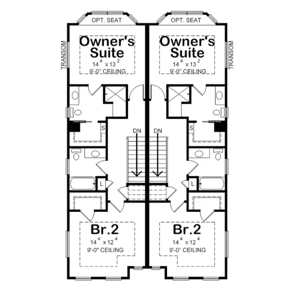 Traditional House Plan Second Floor - Olivia Street Country Duplex 026D-2087 - Shop House Plans and More