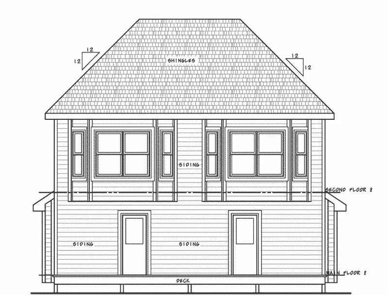Traditional House Plan Rear Elevation - Olivia Street Country Duplex 026D-2087 - Shop House Plans and More