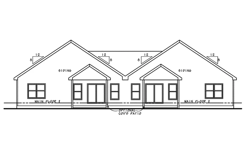 Farmhouse Plan Rear Elevation - Bennett Place Duplex Home 026D-2112 - Shop House Plans and More