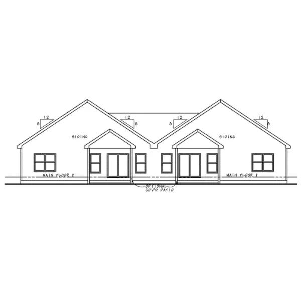 Multi-Family House Plan Rear Elevation - Bennett Place Duplex Home 026D-2112 - Shop House Plans and More