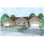 Traditional House Plan Front of Home - Fieldstone Lane Duplex Home 026D-2115 - Shop House Plans and More