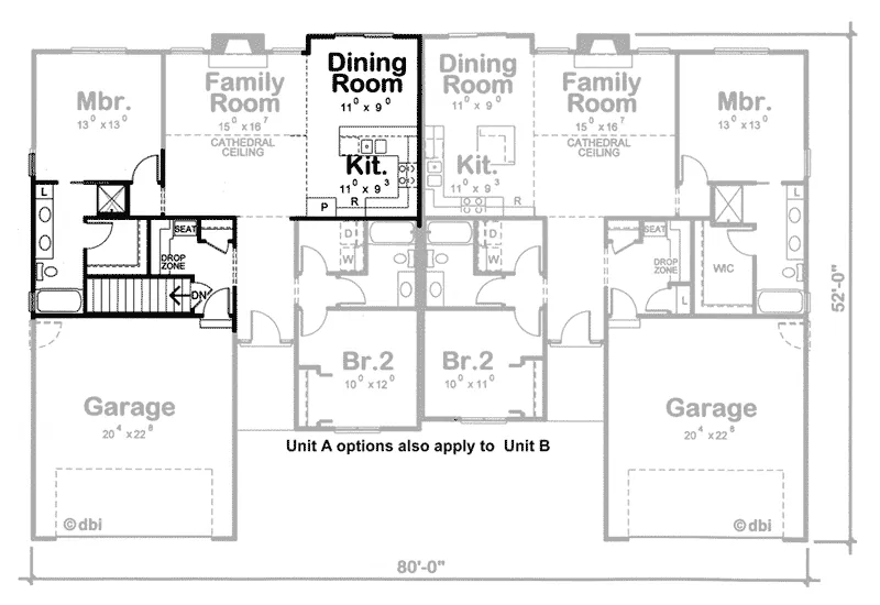 Traditional House Plan Optional Basement - Fieldstone Lane Duplex Home 026D-2115 - Shop House Plans and More