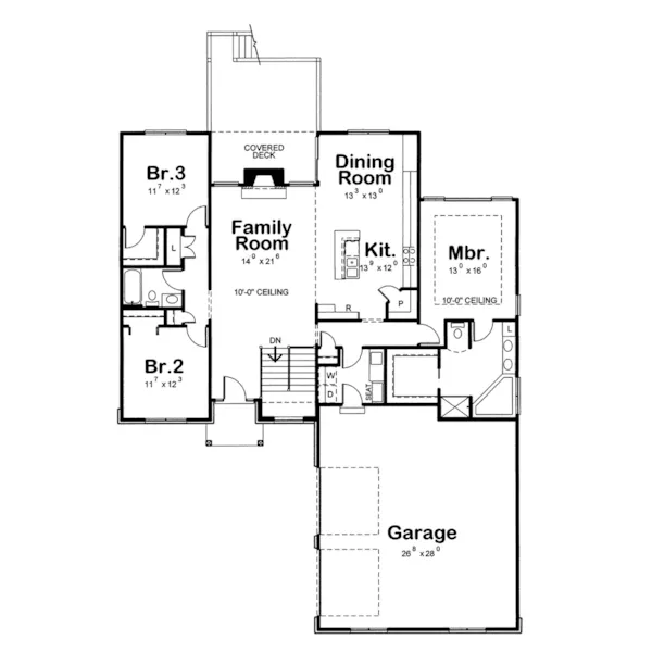 Ranch House Plan First Floor - Steel Valley Ranch Home 026D-2126 - Shop House Plans and More