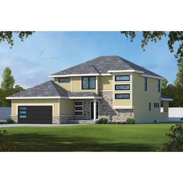 Contemporary House Plan Front of Home - Peach Valley Prairie Home 026D-2147 - Shop House Plans and More