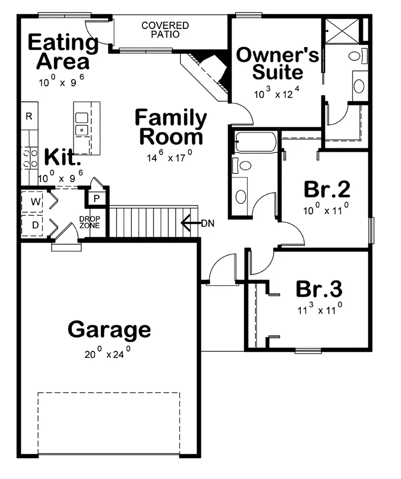 Ranch House Plan First Floor - Paula Lane Ranch Home 026D-2166 - Shop House Plans and More