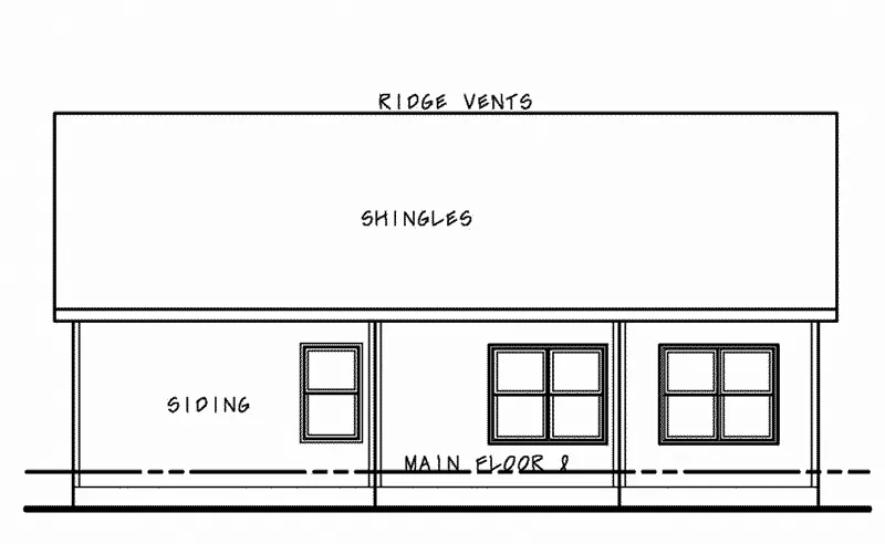 Ranch House Plan Rear Elevation - Paula Lane Ranch Home 026D-2166 - Shop House Plans and More