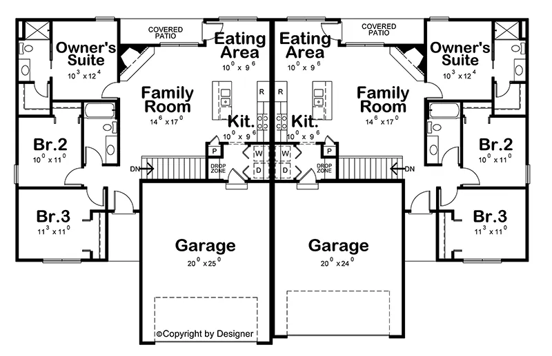 Traditional House Plan First Floor - Victoria Lane Multi-Family Home 026D-2176 - Shop House Plans and More