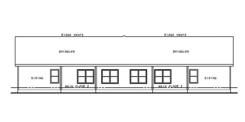 Multi-Family House Plan Rear Elevation - Victoria Lane Multi-Family Home 026D-2176 - Shop House Plans and More