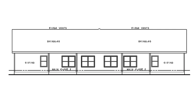 Traditional House Plan Rear Elevation - Victoria Lane Multi-Family Home 026D-2176 - Shop House Plans and More