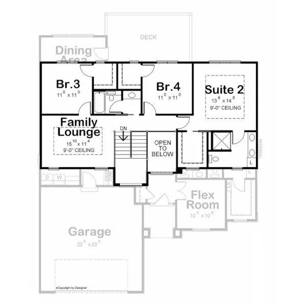 Modern House Plan Second Floor - Crimson Shore Prairie Home 026D-2180 - Shop House Plans and More