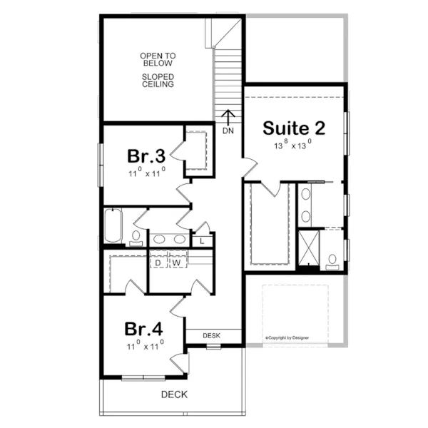 Contemporary House Plan Second Floor - Adderly Modern Home 026D-2182 - Shop House Plans and More