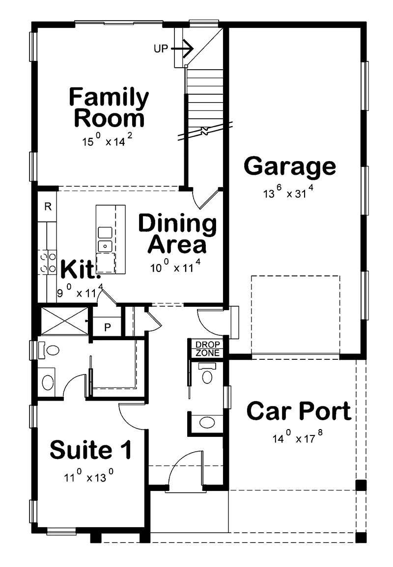 Modern House Plan First Floor - Kincade Modern Home 026D-2192 - Shop House Plans and More