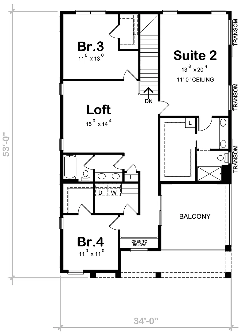 Modern House Plan Second Floor - Kincade Modern Home 026D-2192 - Shop House Plans and More