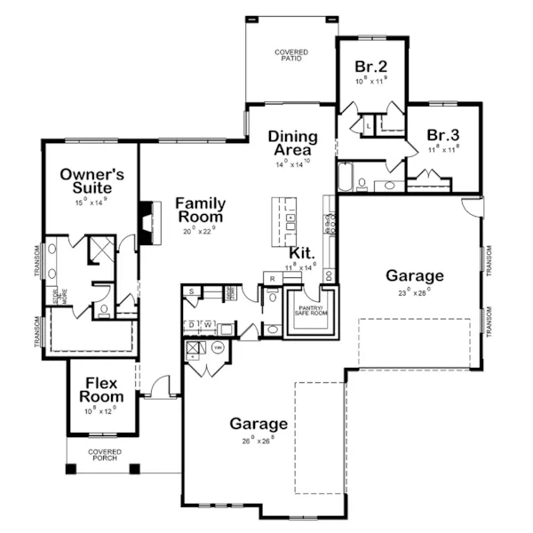 Rustic House Plan First Floor - Lark Way Craftsman Home 026D-2194 - Shop House Plans and More