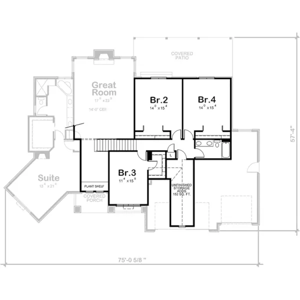 Traditional House Plan Second Floor - Summerbrooke Traditional Home 026D-2205 - Shop House Plans and More