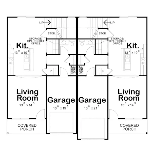 Multi-Family House Plan First Floor - Tulane Avenue Multi-Family Home 026D-2209 | House Plans and More