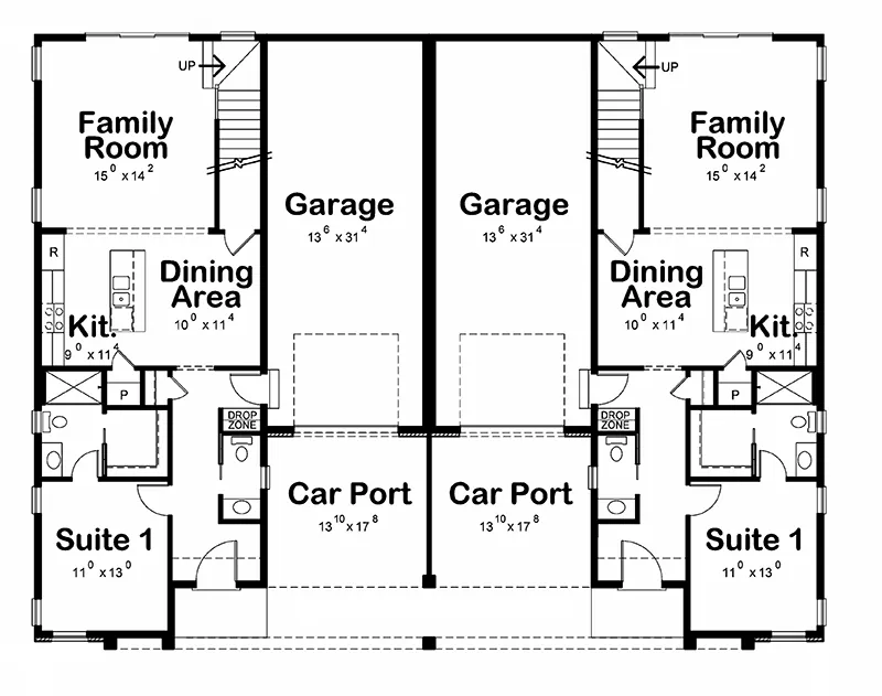 Multi-Family House Plan First Floor - 026D-2214 | House Plans and More