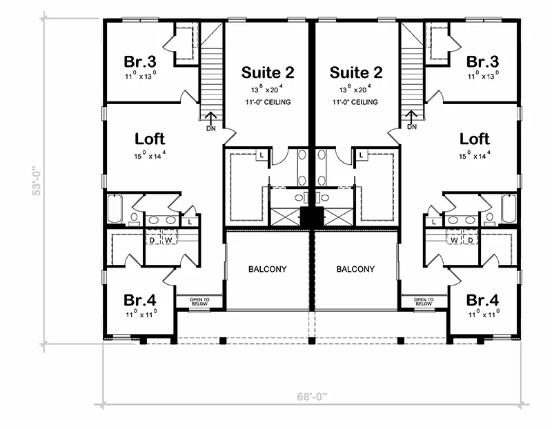 Multi-Family House Plan Second Floor - 026D-2214 | House Plans and More