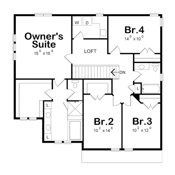 Modern Farmhouse Plan Second Floor - Hanford Lane Modern Farmhouse 026D-2216 | House Plans and More