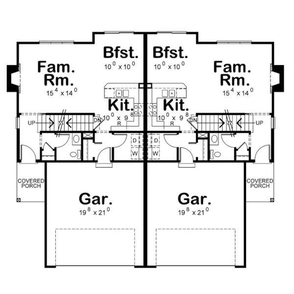 Multi-Family House Plan First Floor - Alder Avenue Multi-Family Home 026D-2219 | House Plans and More