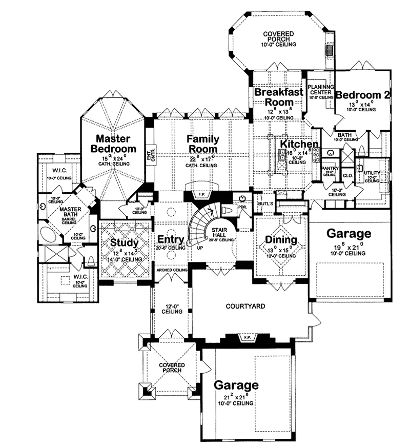 Tudor House Plan First Floor - Monardo Tudor Style Home 026S-0018 - Shop House Plans and More