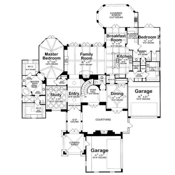 Luxury House Plan First Floor - Monardo Tudor Style Home 026S-0018 - Shop House Plans and More