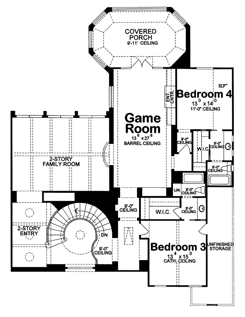 Tudor House Plan Second Floor - Monardo Tudor Style Home 026S-0018 - Shop House Plans and More