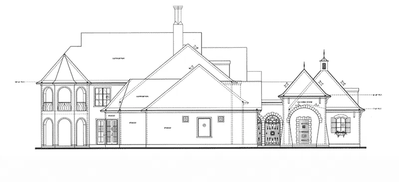Tudor House Plan Left Elevation - Monardo Tudor Style Home 026S-0018 - Shop House Plans and More