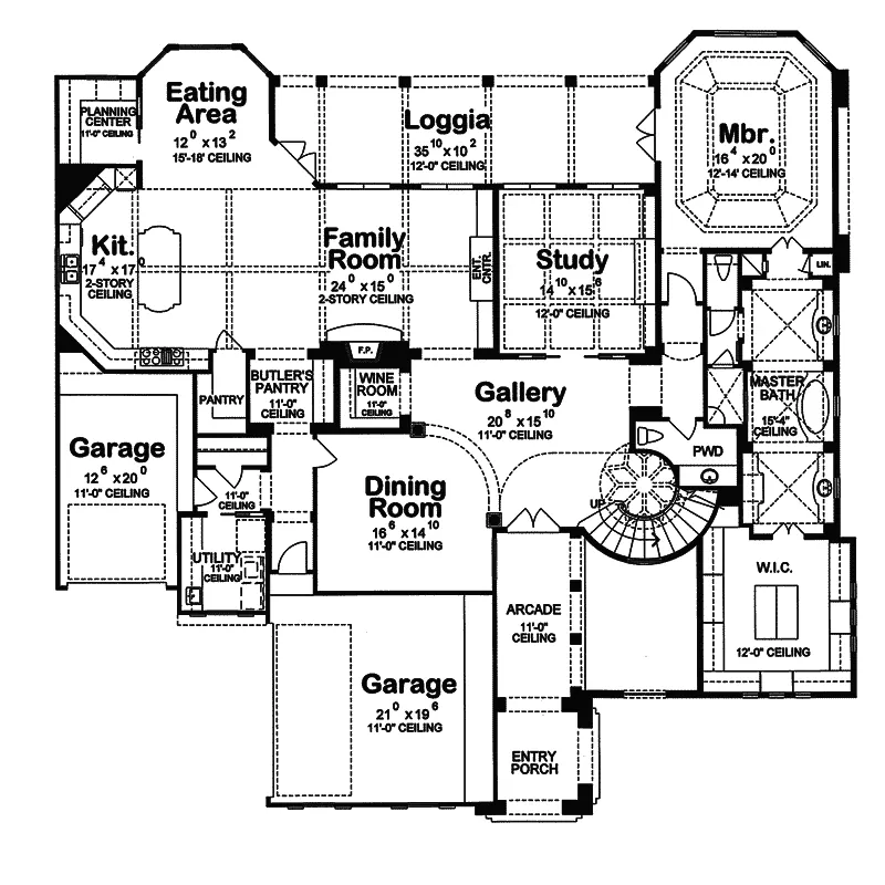 Adobe House Plans & Southwestern Home Design First Floor - Blue Hill Falls Italian Home 026S-0019 - Search House Plans and More