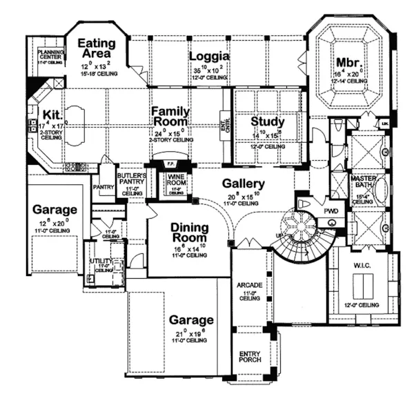 Adobe House Plans & Southwestern Home Design First Floor - Blue Hill Falls Italian Home 026S-0019 - Search House Plans and More