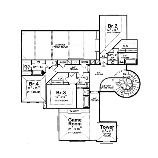 Adobe House Plans & Southwestern Home Design Second Floor - Blue Hill Falls Italian Home 026S-0019 - Search House Plans and More